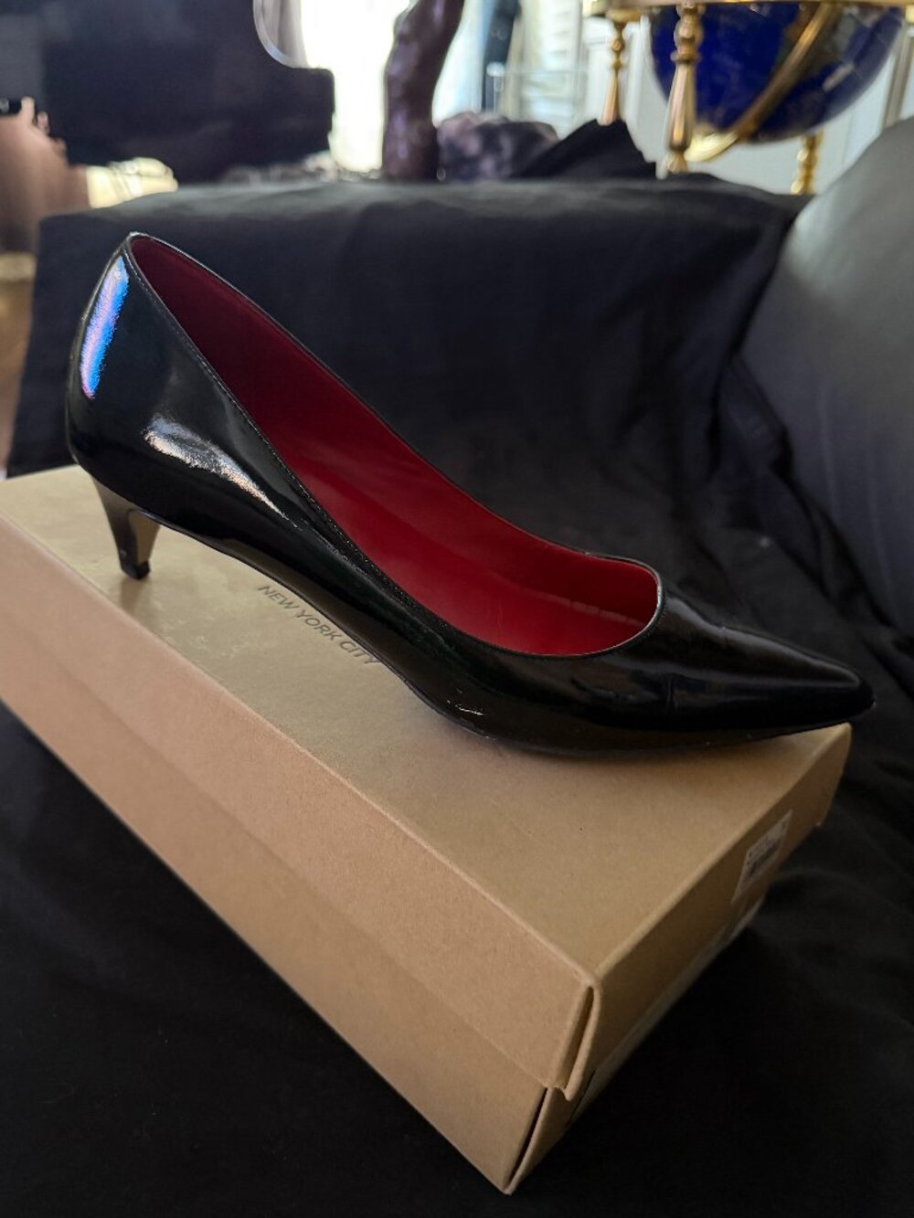 Cole Haan Air Juliana Pump 45 Black Patent Kitten Heel 7.5B Comfort
